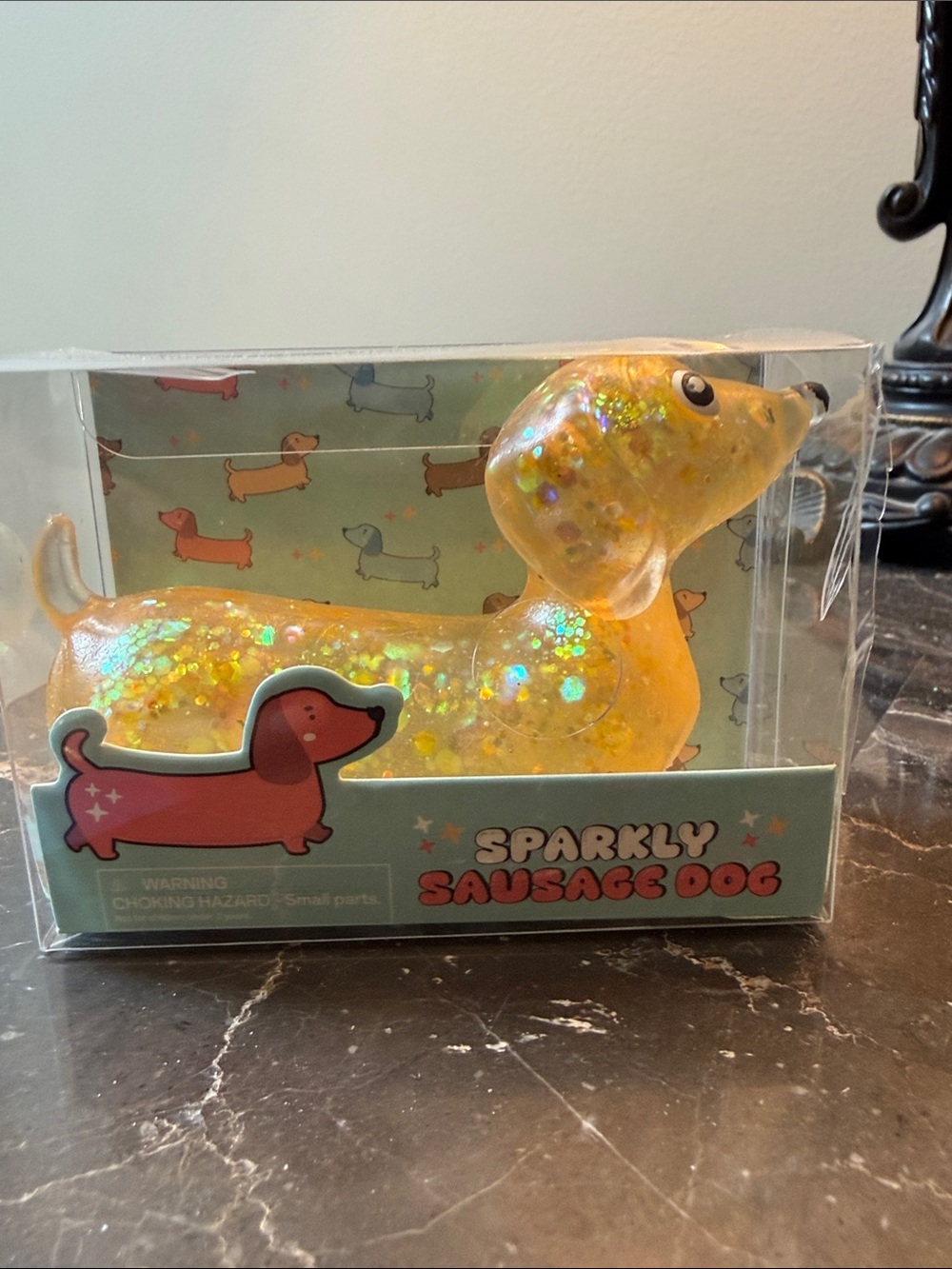NWT Squishy Sparkly Dachshund Sausage Dog Stress Relief New In Box So cute!